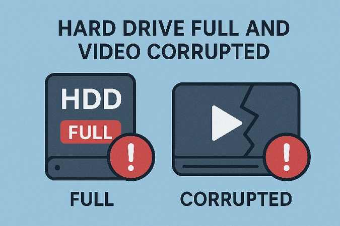 hard drive full and video corrupted
