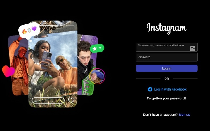 log into instagram web version