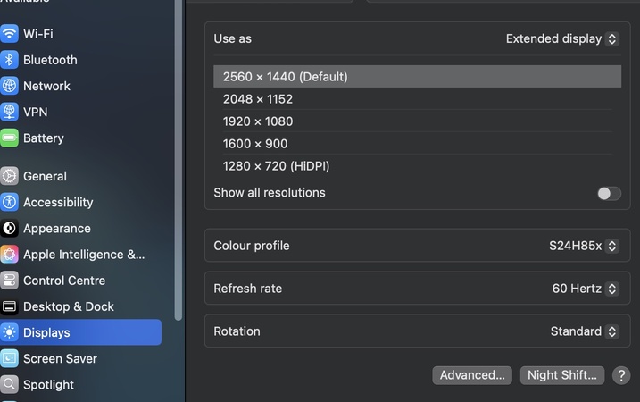 menor frecuencia de actualización de Mac