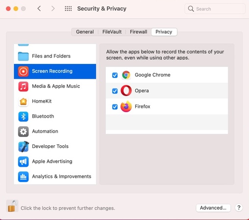 Bildschirmaufnahme-Berechtigung auf dem Mac aktivieren, um das Speichern zu ermöglichen
