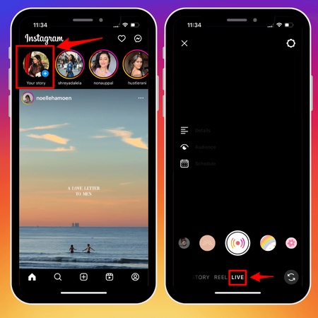 open instagram live back camera to fix black screen