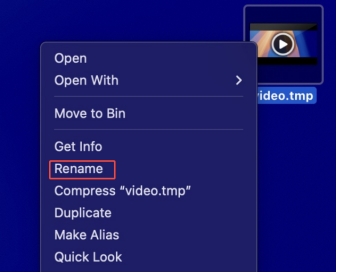 cambiar el nombre de la extensión del archivo de video para reparar videos dañados después de la recuperación