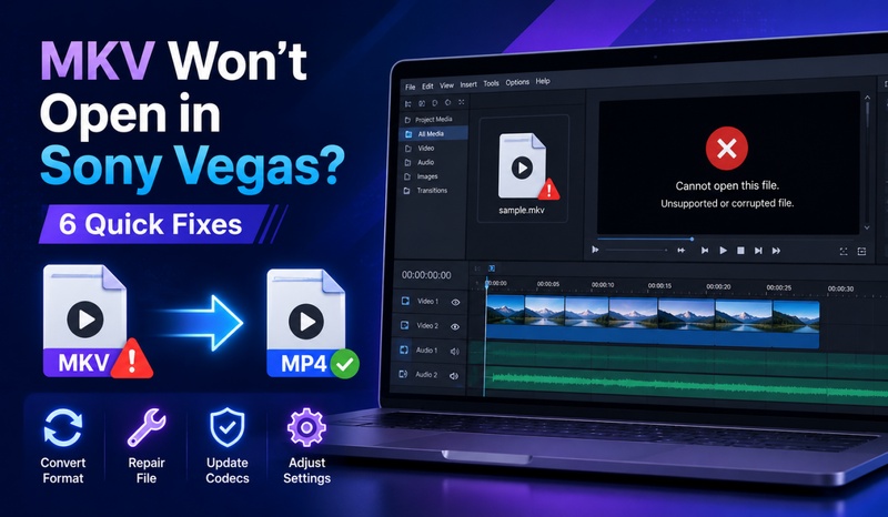 sony vegas wont open mkv files