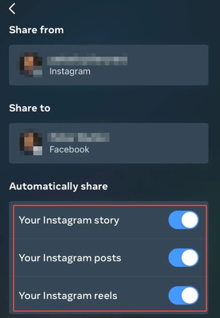 stop sharing instagram to facebook