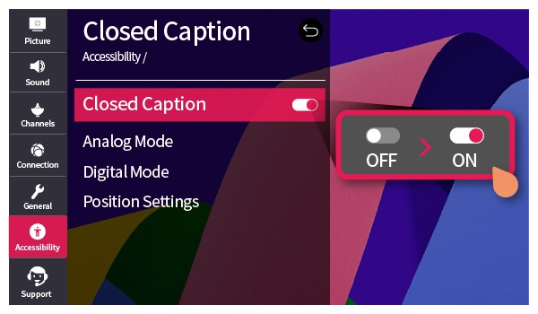 turn on device captions and subtitles