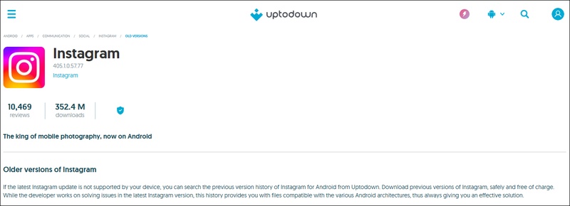 uptodown instagram old android apk version