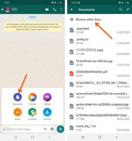 send videos to android from iphone via whatsapp