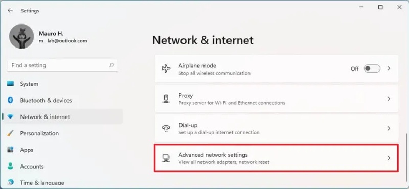 windows advanced network settings