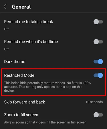 turn off restricted mode on youtube to fix unable to play video error 150