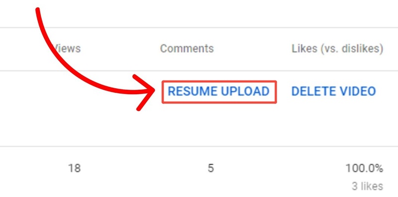 youtube resume upload