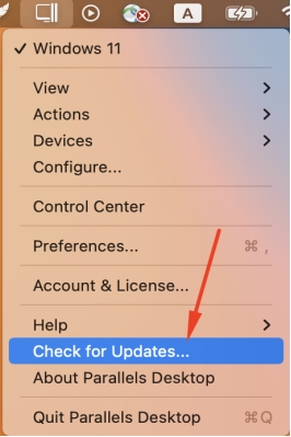 check for updates parallels