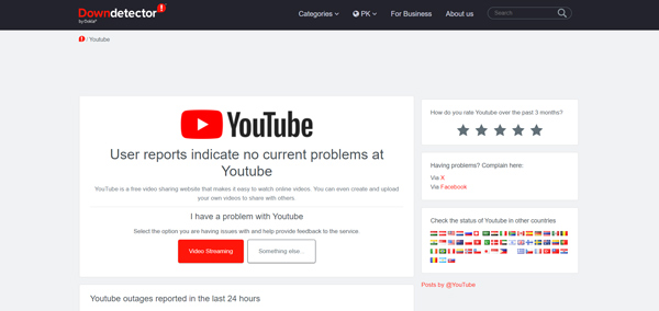 check youtube server status