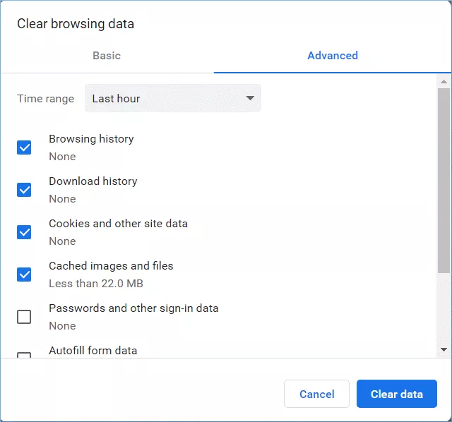 Chrome-Daten löschen, um zu beheben, dass youtube nicht auf Chrome funktioniert
