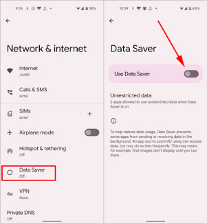 Datensparer deaktivieren um Snapchat-Bildladung zu beheben