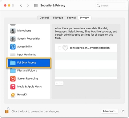 full disk access on mac