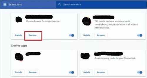 remover a extensão cromada