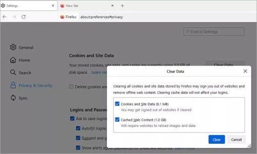 remover o histórico do navegador firefox