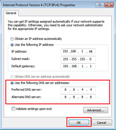 Testen Sie einen anderen DNS-Server