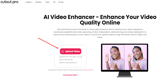 Video hochladen auf cutout pro