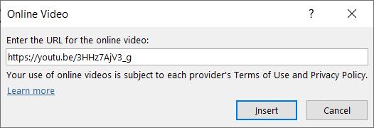  como inserir um vídeo do youtube no powerpoint – insira a url do vídeo