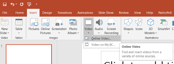  como inserir um vídeo do youtube no powerpoint – selecione o vídeo online