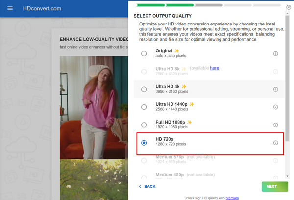 select output quality as hd hdconvert