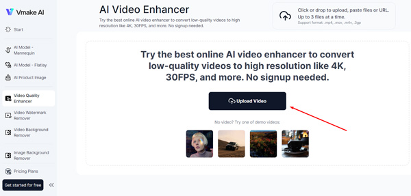 upload 3gp video to ai video enhancer