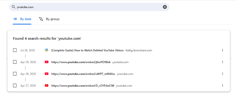 check the browser history for videos