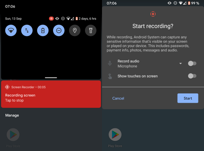 screen record on android