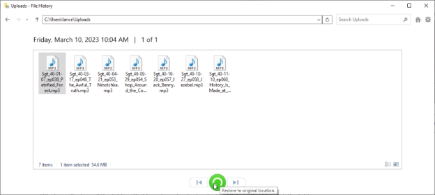 백업에서 Canon 동영상 복구하기