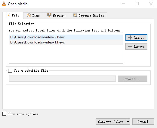 convierta hevc a mp4 con el reproductor multimedia vlc - paso 2