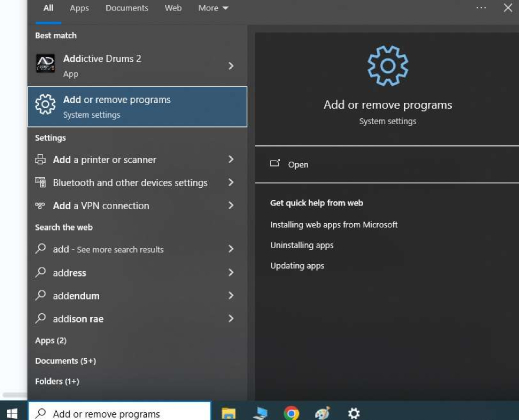 Adicionar ou remover programas