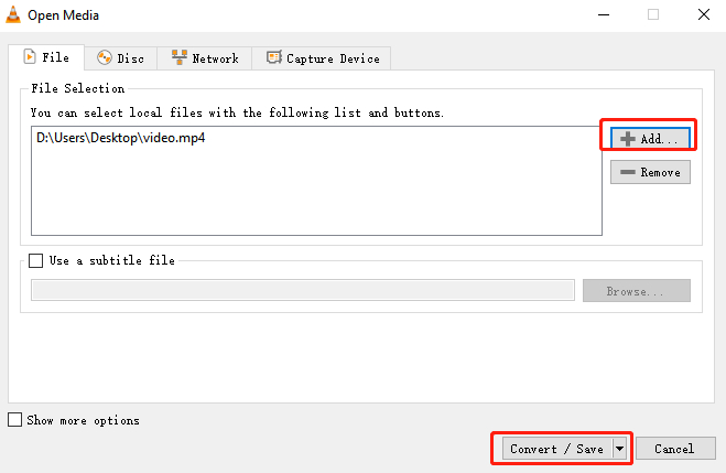 repair mp4 using vlc-step 2