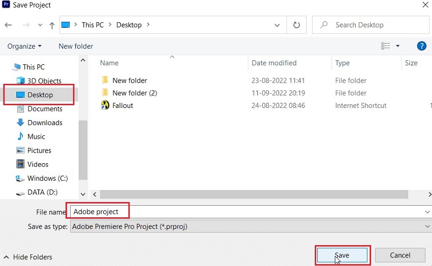 cambiar la ubicación del archivo del proyecto para corregir el error al compilar la película 2