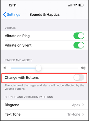 désactiver la modification avec les boutons sur l'iphone pour résoudre l'erreur pas de son dans youtube sur l'iphone