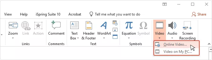 PowerPoint insertar vídeo en línea