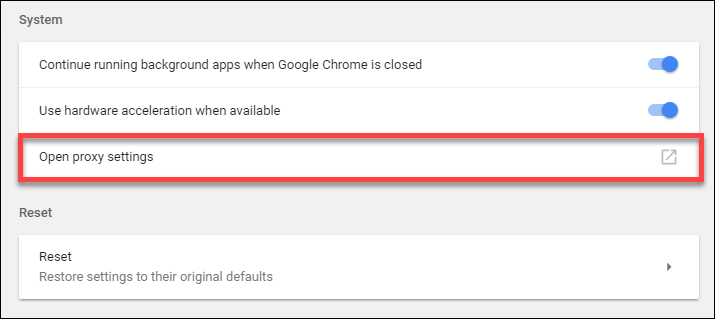 change proxy settings on chrome