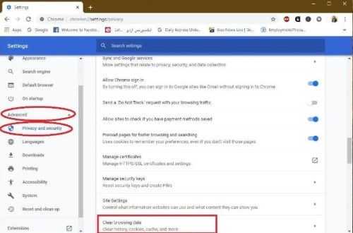 clear browsing data