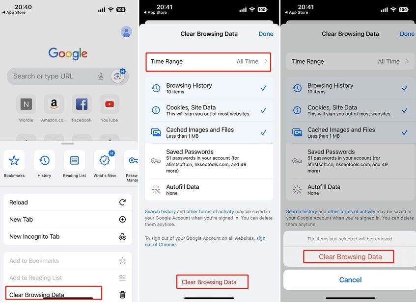 clear chrome cache to fix no sound on youtube iphone