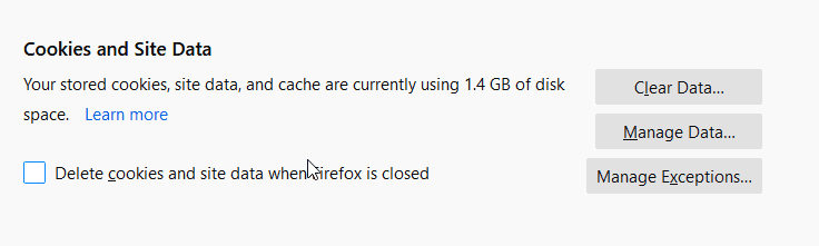 clear firefox data