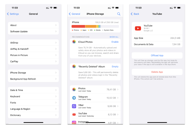 clear youtube app cache on iphone to fix youtube not working