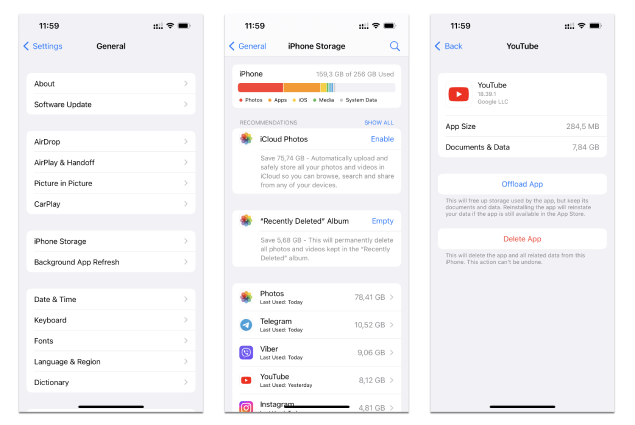 clear youtube cache iphone