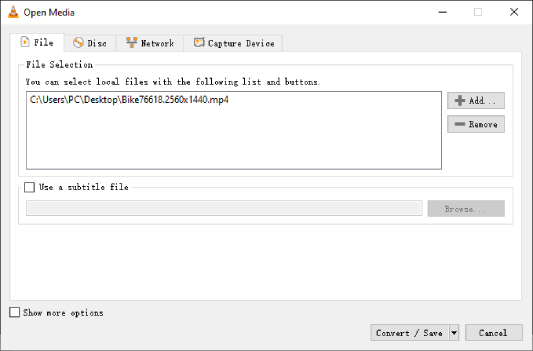 compress video without losing quality using vlc-step 2