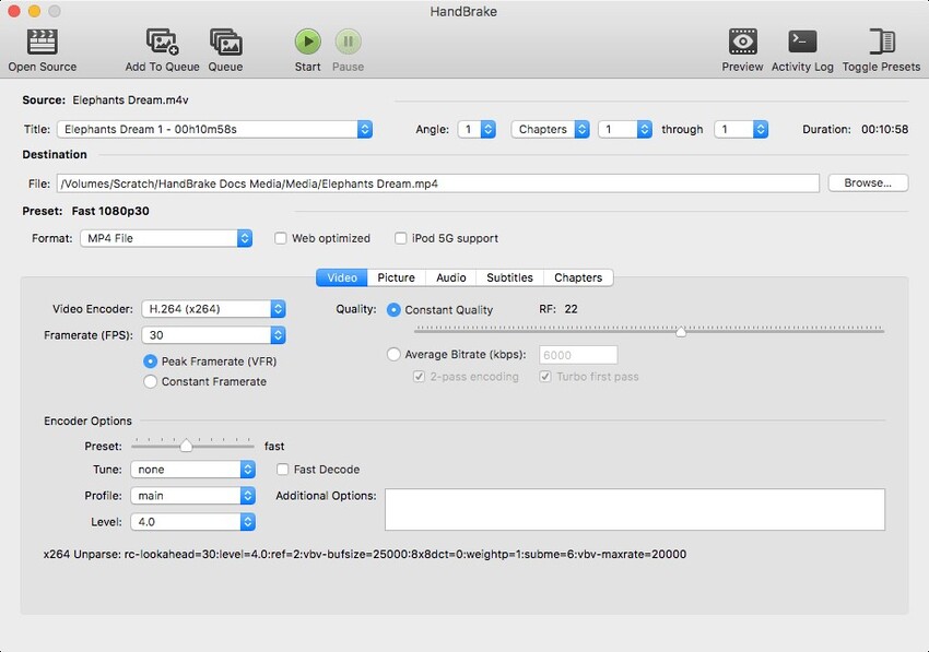 convert hevc to h264 with handbrake
