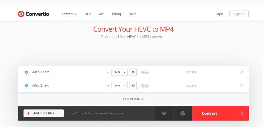 subir hevc a mp4 con conversión