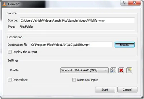 convertir el formato de video con vlc