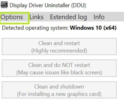 ddu options menu