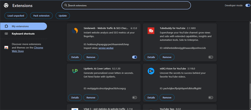 disable plugings or extensions