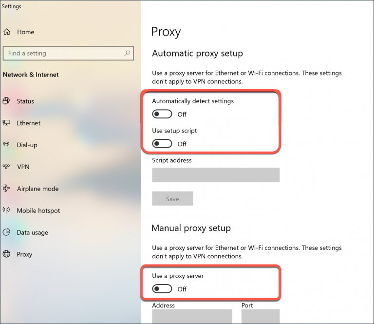 disable proxy server to fix error code 232011-1