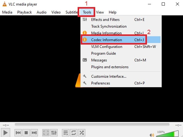 vlc codec information